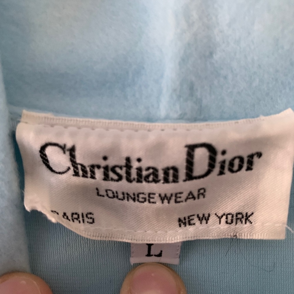 Vintage Christian Dior Women NWT Blue Rose Embroidered Monsieur Loungewear Robe - Picture 5 of 8